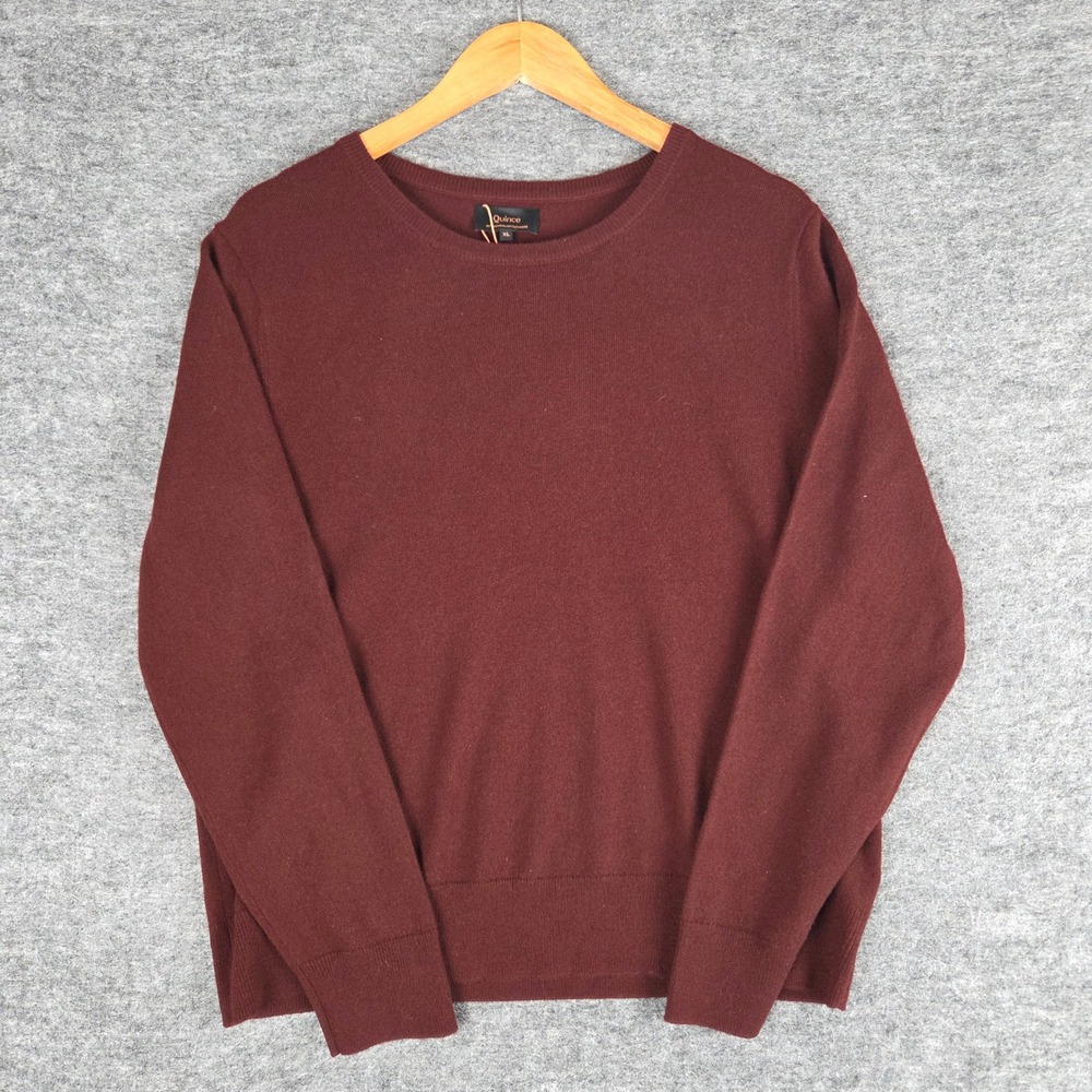 Quince Mongolian Cashmere Crewneck Sweater Rich Burgundy XL Quiet Luxury